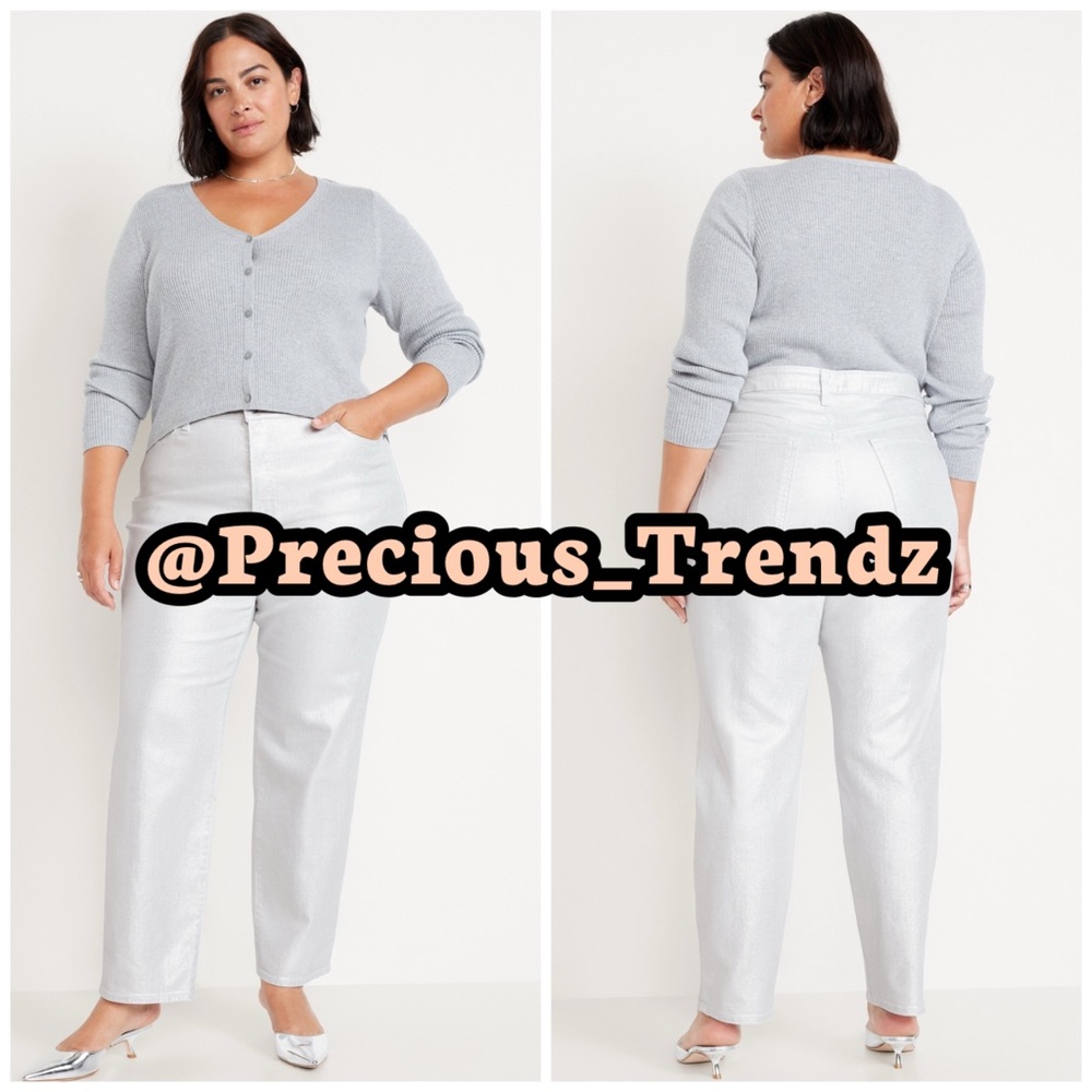 📦 Old Navy High-Waisted Silver Shine OG Loose Jeans Women’s Plus Size 22